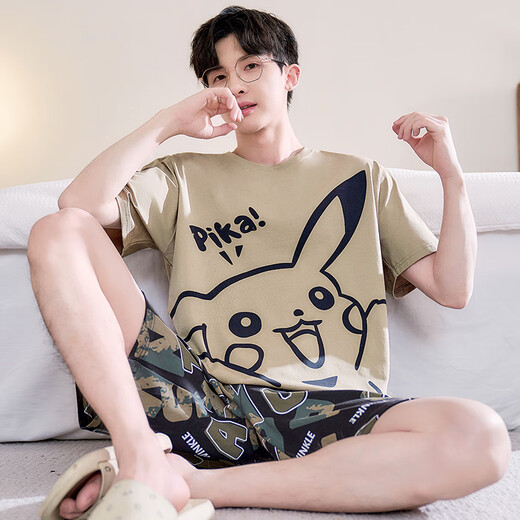 Yuyiwei Pajamas Boy Summer Coton Pure Coton Short Shorts Cartoon Cartoon Étudiant adolescent mignon Loose plus taille mince DMY6621 M Petite taille M hauteur 155 Poids 80-90 Jin [Jin est égal à 0,5 kg]