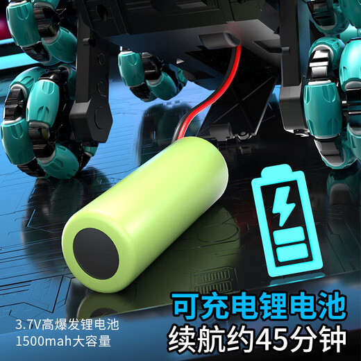 Yunya Fernbedienungskontrollpanzer kann Gesten erfassen, die Multiplayer Battle Tracked Car Allradantrieb Off-Road-Mecha-Zwei-Personen-Spielzeug [Samurai Black] Sechsrad Tank + Griff + Uhr