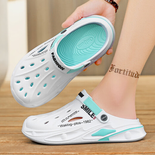 Baotou Hole-Schuhe Männer tragen Nicht-Schlupf-Sportarten und schlanker im Sommer mit zwei Purpose-Halbschnitzern für Männer, die Strand Sandalen JF759 BAIGAN 40 -41 fahren