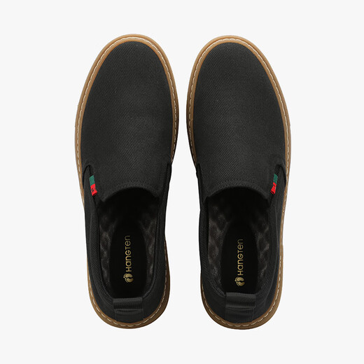 Accrochez dix chaussures en toile pour hommes 2025 Été Nouveau chaussures décontractées de pied pour hommes respirants pour hommes, chaussures de laziness Old Beijing Chaussures noires 42 (taille de chaussure en cuir)