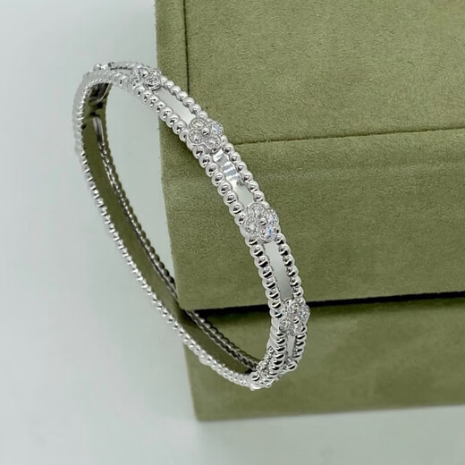 Guanpu Pavilion Fat Donglai's same style pt950 platinum bracelet platinum silver-covered four-leaf clover high-end version light luxury studded with diamonds kaleidoscope narrow version kaleidoscope four-leaf clover bracelet