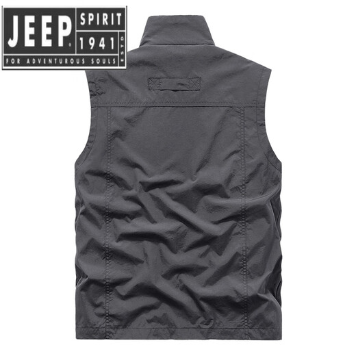 JEEP SPIRIT吉普精神春秋季男士马甲多口袋运动宽松大码坎肩工装外套男 7009卡其 3XL 【176-195斤】