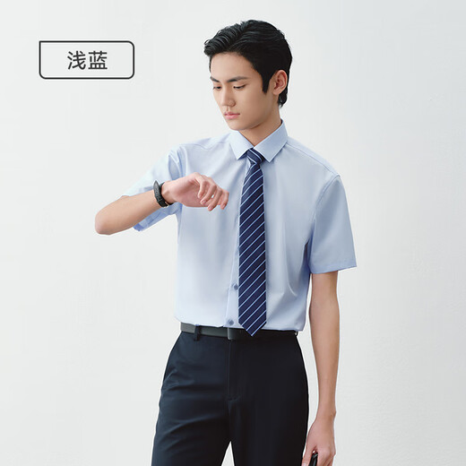 京东京造短袖衬衫男商务长绒棉衬衣男白衬衫外套男装 白色 40