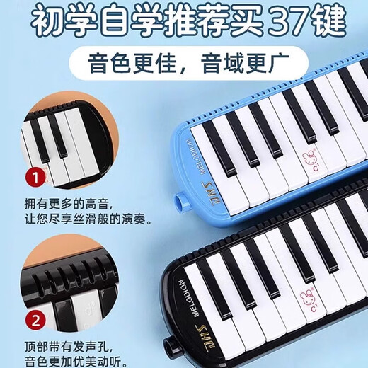 Qimei DHS Organ 37 ÉCHANCES PRIMALES CLÉS Utilisez 32 clés pour les débutants à une école professionnelle Blowing Tube Small Musical Instrument Lettrage [Recommandation de classe étudiante] 37 Clés / Bleu