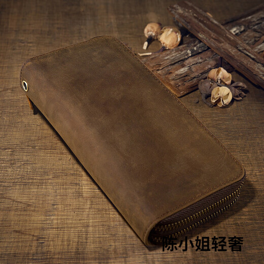
GPHF Japanese original leather long double zipper wallet for men multi-card cowhide retro clutch genuine leather large capacity