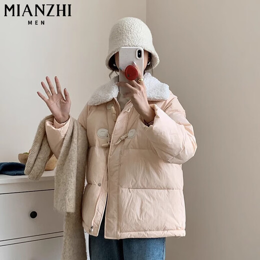 
Cotton thickened horn button cotton jacket for women new Korean style winter cotton jacket bread jacket feather cotton jacket down jacket lamb fur coat black [695 high quality] S 85-105Jin [Jin equals 0.5 kg]