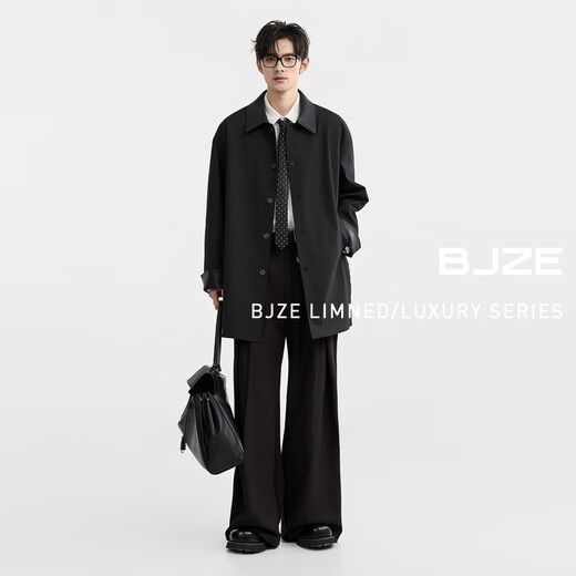 Piaget Zall PU leather stitching Marken lapel one-hand long windbreaker men's mid-length coat 2025 spring new model D511065 wheat color M (170)