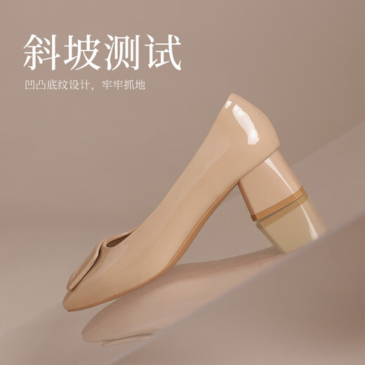 ZHR Single Schuhe Frauen Feste Farbspiegel Dicke Absatz Frauen Schuhe elegante intellektuelle flache Mund ein Fuß Pedaling Schuhe Frauen BL396 Milchtee 37