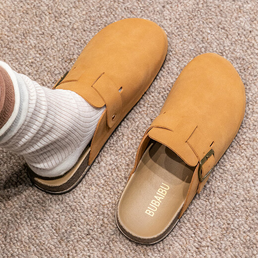 Sie genießt Baotou Birkenstock-Schuhe für Frauen mit Nachahmung von Lederkleidung und vielseitige Frauen mit halbem TQ671 Khaki 36/37