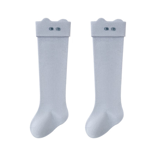 Growing baby stockings spring and autumn thin pure cotton antibacterial cotton socks newborn baby boneless knee-high socks light gray + blue + yellow 10A antibacterial boneless anti-pilling 3 pairs 0-1 years old S size (recommended foot length 8-10cm)
