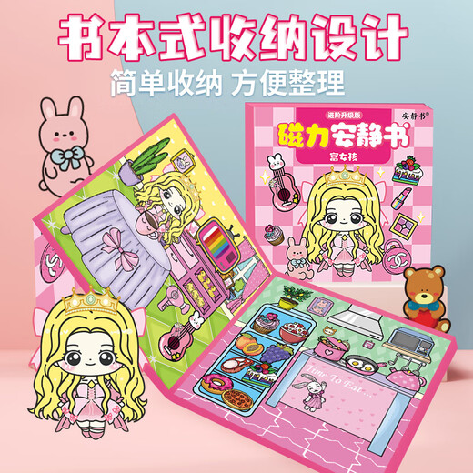 Ditu Fu Girl Poor Girl Girl buchen Sie leise magnetische Prinzessin Dress Up DIY Magnetic Paste Kreatives Spielzeug Geburtstagsgeschenk [Magnetmodell 2] reiches Mädchen + Aisha