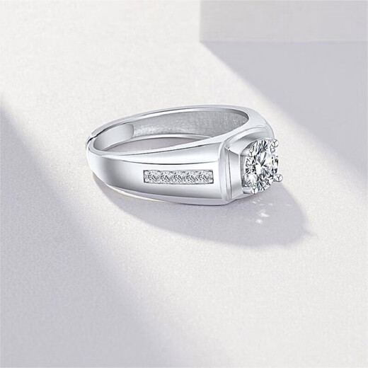 RHM platinum ring men's wide moissanite white gold ring PT950 engagement wedding birthday gift for boyfriend platinum ring + certificate + gift box