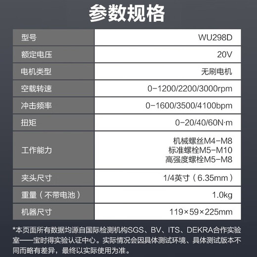 威克士WU298D油压起子机冲击电动螺丝批无刷20V锂电钻大扭力电批 298D起 起子机锤298D3886.0双电快