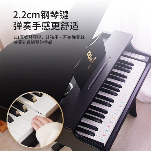 俏娃宝贝（QIAO WA BAO BEI）儿童钢琴3-6岁小女孩玩具初学入门电子琴5早教1音乐器生日礼物2男  黑智能大号37键木质三角钢琴+凳