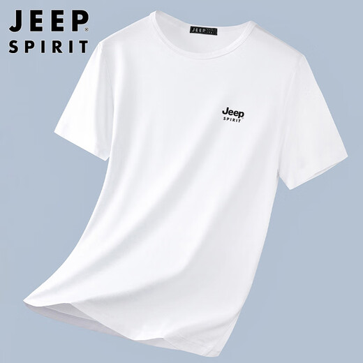 JEEP SPIRIT吉普短袖T恤男士莫代尔夏季男装t恤衫冰丝凉感上衣服宽松半袖
