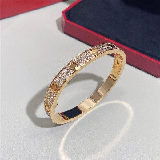 Yage 18K rose gold baby's breath bracelet for women counter version AU750 color gold full diamond bracelet real gold moissanite does not fade real gold electroplating 18k rose gold - size 16 wide version