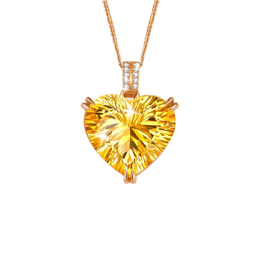 HEEKAIYI Heart of the Ocean Necklace for Women Citrine Luxury Jewelry Chinese Valentine's Day Birthday Gift for Wife and Girlfriend Citrine Heart of the Ocean Necklace