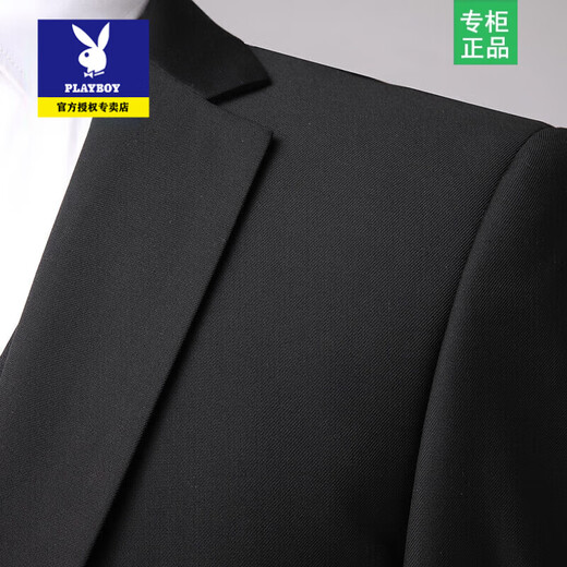 Playboy High-end Light Luxury Customized Suit Suit Men's Slim Business Formal Wear Professional Interview Work Three-piece Suit Men's Double-Button Navy (Suit + Pants) XL