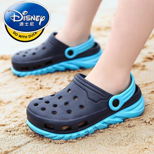 Детские тапочки Disney Летние новые сандалии мужская дырочка милые не скользящие детские сандалии средние и большие детские тапочки 1919 Черные и зеленые 35