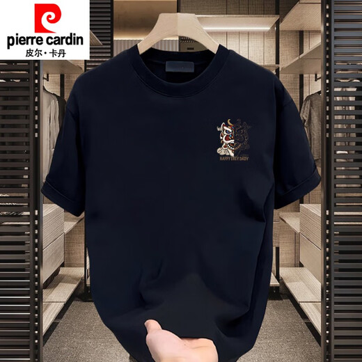 Pierre Cardin 2025 Drachenjahr schwere Baumwolle Kurzschlärm T-Shirt für Jugendliche und Frauen Sommer-Ins Modemarke Street Lose Runde Hals Top White K967 Bafang Lai Cailong Herrenkleidung 2024 Neuem Empfohlen 90-100jin [Jin gleich 0,5 kg] S S