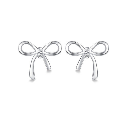 3DG Jewelery platinum 950 bow earrings, a simple piercing gift for your girlfriend, priced by the gram, 1.30 grams (92 yuan including labor costs)