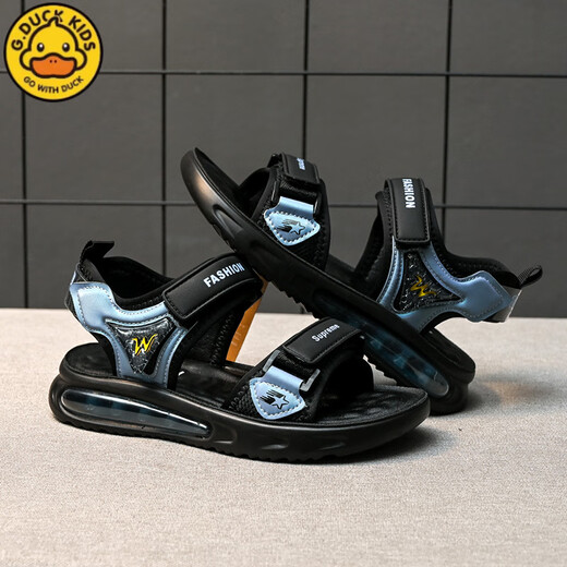 G.DUCKKIDS sandals for boys new summer genuine leather soft sole non-slip children's shoes medium-sized children's boys students' beach shoes 9928 blue 27