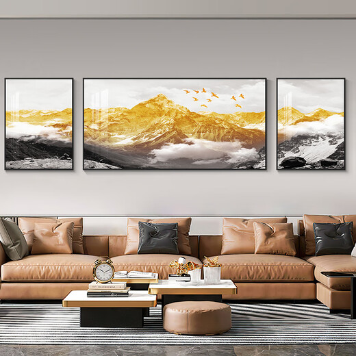 Yi Huanyu regresa a Jinshan sala de estar pintura decorativa ambiente moderno buen significado sofá fondo pared tríptico pintura colgante mural de gran tamaño 15833-115833-215833-3 60 * 80160 * 8060 * 80 adecuado para 3,5 metros a la izquierda