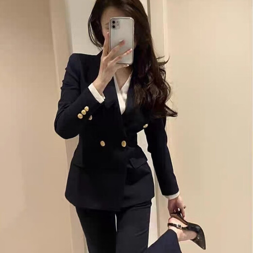 LeCali Professional Blazer Women's Business Meeting Formal Wear Speech Contest Interview Workwear Sales High-end Work Clothes Professional Blazer Black XL 120Jin Jin is equal to 0.5 kg within