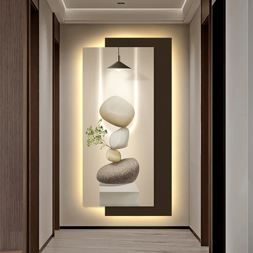 
ZOCI entrance decoration painting facing the door 2024 high-end modern light luxury entrance decoration painting simple high-end sense lights into the home T12347 60*120cm power bank remote control UV carving + crystal