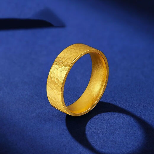 OKZ gold ancient hammer pattern ring for men and women, pure gold and pure silver 9999 plain ring ring gold wrapped with silver as a gift for your lover, gold and silver labor cost (9 US yards)