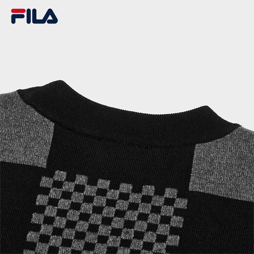 FILA official couple knitted sweater 2025 spring fashion casual loose plaid pullover sweater