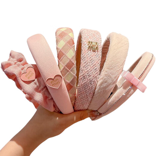 Suyi Embroidered Children's Hairband Women's 2024 New Style Non-Stretching Hair Washing Face Pressing Wide-Border Anti-Slip Headband Hair Bundling Girls Hairpin Headband Pink Letter Small Fragrance Hairband