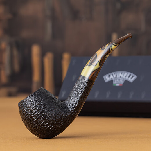 沙芬（SAVINELLI）意大利高档石楠木烟斗677弯斗大全进口老式实木旱烟斗男士 【帕洛玛677型 手工刻花】