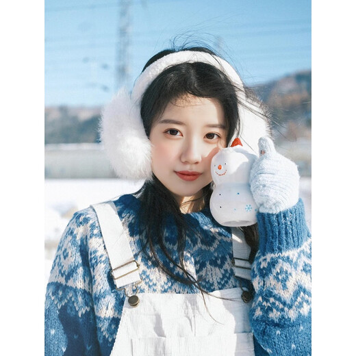 Chuangjingyixuan Nordost-Reise, weiße Plüsch-Ohrenschützer für Damen, Winter, süß, warm, Frostschutzmittel, warme Ohrenschützer, Ohrentaschen, vielseitige Ohrenschützer, dreiteiliges Set, weiße Ohrenschützer + weißer Schal + weiß