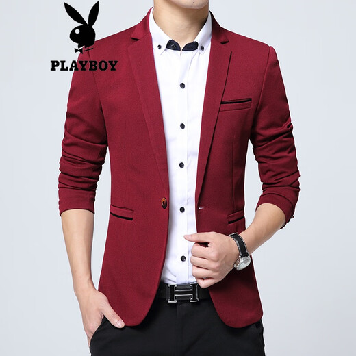Playboy Suit's Men's Men's's's et Autumn Style Casual Casual Costume Men's Men's Veste mince et mince Tops Tendy et à la mode Small Suit Black [1416 GRAIN TEST] 3xl recommandé 150-165Jin [Jin est égal à 0,5 kg]