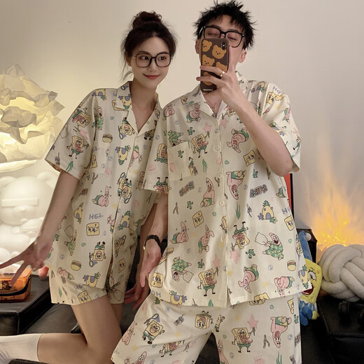 Chat man simple couple d'été xinjiang coton coton pyjamas big star mince style 897 # Floral M Women (suggéré 80-105jin [Jin est égal à 0,5 kg]))