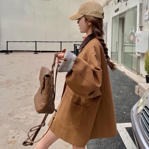 皮尔卡丹小个子美拉德焦糖色风衣女中长款2025春季新款今年流行工装外套潮 XS(85-95斤)