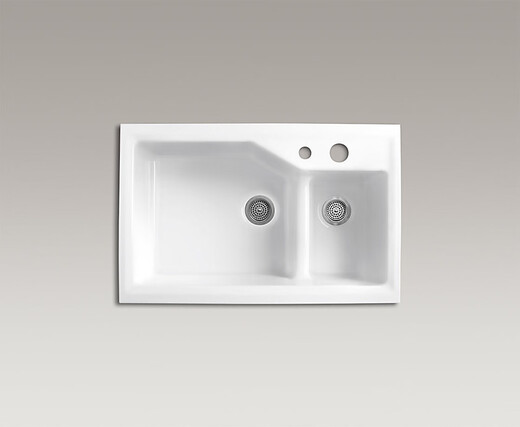 科勒K-3885T-2SD-0英迪一体槽铸铁厨盆3886水槽洗菜盆 粉红色-89