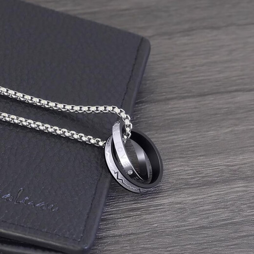 MZMZ platinum men's necklace pt950 platinum accessories high-end trendy pendant Valentine's Day birthday gift for boyfriend light luxury - double ring men's temperament necklace