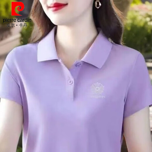 皮尔卡丹（pierre cardin）2025夏季新款正肩中年妈妈装上衣女士短袖T恤女时尚洋气质polo衫 YC-6629橘红色 M 建议【75-90斤】