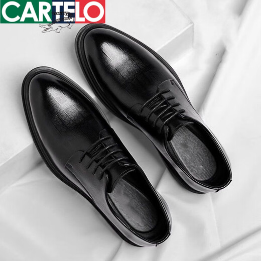 Katile Crocodile Men's Shoes for Business Formal Leather Chaussures pour les chaussures de derby à lacets à lacets doux en cuir véritable décontracté pour hommes avec des chaussures de mariage accrues xqlqhh3668 Black Four Seasons 42