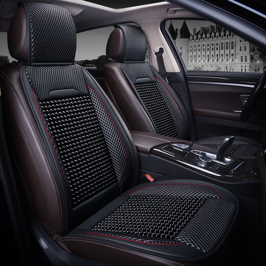 Bozi is suitable for new car wooden bead cushion single-seat summer breathable cool cushion bead cushion four-season universal driving summer HYY795 [1 single-seat. BMW brown]
