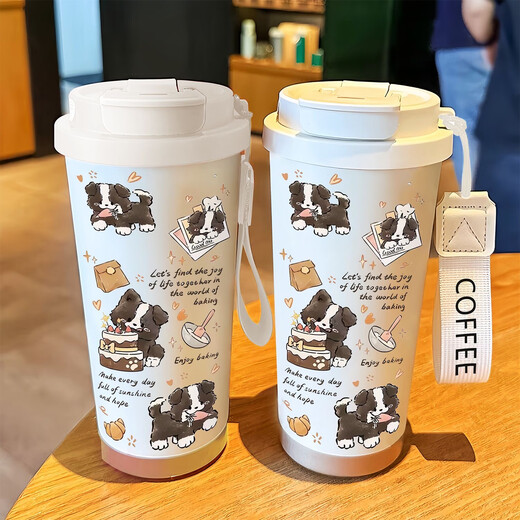 SANQI Tiger Happy Puppy Termal Copa Termal de acero inoxidable Estudiante especial Café Café Café Copa de agua nueva para hombres y mujeres Copa de agua de alta precisión BW867 Bell Bath Puppy con Lanyard 316 Acero inoxidable
