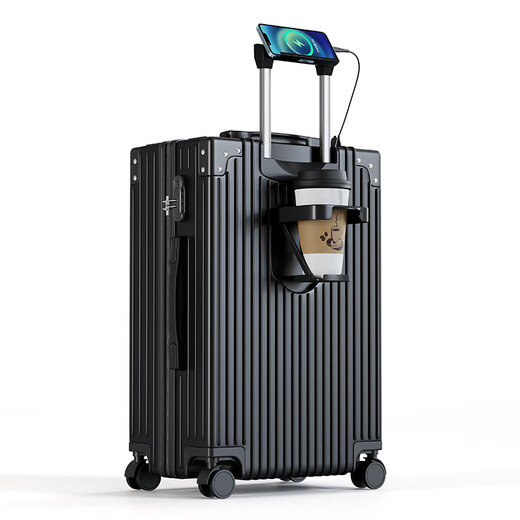 Vandia 26-Zoll-Koffer Multifunktionales Gepäck Trolley Fall Student großer Kapazitäts-Reisebox-Gepäckbecher Schwarz