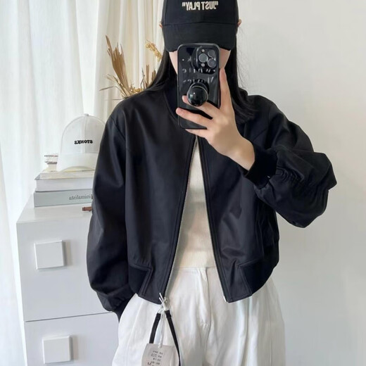 Ceeniu Casual Stand-Up Collar Baseball Enform для женщин в Европе 2025 Весна Новая модная стройная куртка верхняя часть белого [Оригинальное место] L 115-130JIN [JIN равно 0,5 кг]