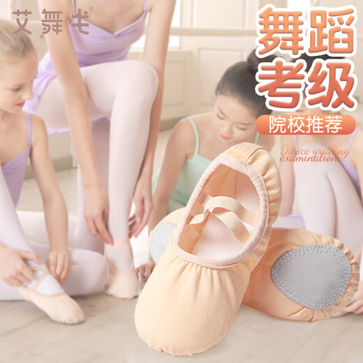 Aiwugo dance shoes for girls, no laces, professional soft-soled shoes, ballet performance training shoes, flesh color - no laces 33