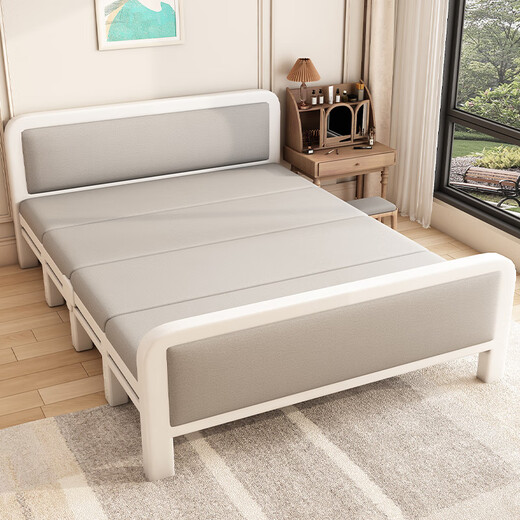 LZJV imported quality folding bed single bed household extra bed simple lunch break small bed reinforced double portable iron bed upgraded 4 fold reinforced thickened classic black 100cm