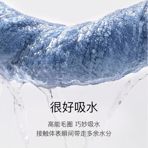 洁丽雅 GRACE纯棉毛巾男士洗脸家用加厚成人柔软吸水面巾女不掉毛搓背洗澡巾 W1391(宝蓝色+深灰色)