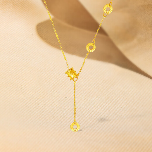 Saturday Fu 5G Craftsmanship Small Waist Gold Necklace Women's Pendant Birthday Gift Price A0614732 Approximately 3.49g