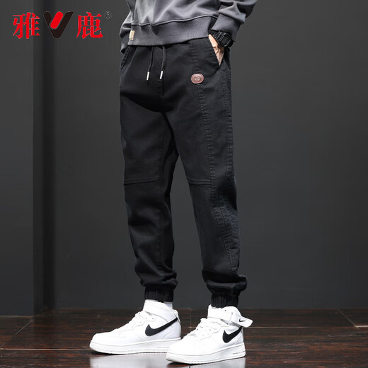 Yalu Trendy Hosen Herren Sommerdünne Arbeithosen Herren lose Krawatten mit Füßen Harun Trendy Casual Sportshosen G26 Gray 2xl